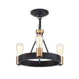 Quintiesse Silas  3Lt Pendant/ Semi-Flush - Aged Zinc & Heritage Brass - Comet Lighting