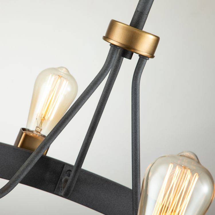 Quintiesse Silas  4Lt Pendant/ Semi-Flush - Aged Zinc & Heritage Brass - Comet Lighting