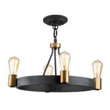 Quintiesse Silas  4Lt Pendant/ Semi-Flush - Aged Zinc & Heritage Brass - Comet Lighting