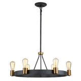 Quintiesse Silas  6Lt Pendant/ Semi-Flush - Aged Zinc & Heritage Brass - Comet Lighting