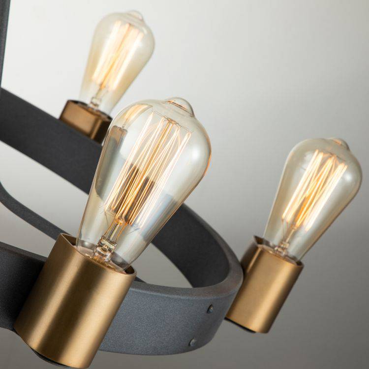 Quintiesse Silas  6Lt Pendant/ Semi-Flush - Aged Zinc & Heritage Brass - Comet Lighting