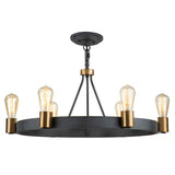 Quintiesse Silas  6Lt Pendant/ Semi-Flush - Aged Zinc & Heritage Brass - Comet Lighting