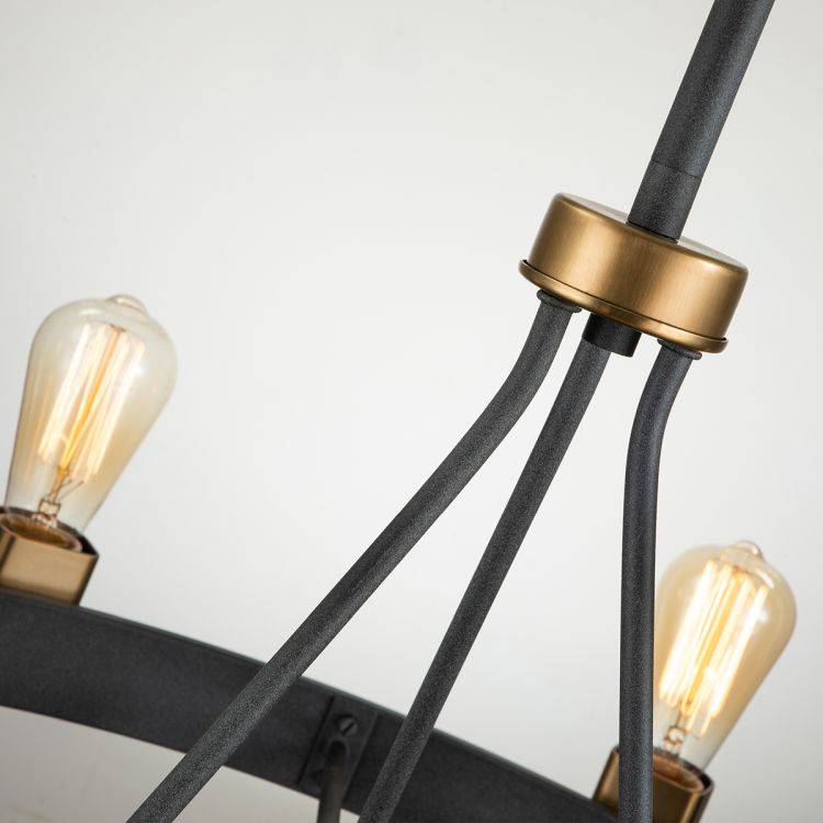 Quintiesse Silas  8Lt Pendant/ Semi-Flush - Aged Zinc & Heritage Brass - Comet Lighting