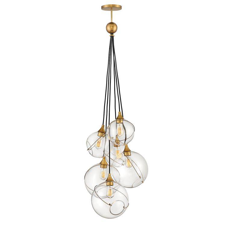 Quintiesse Skye 6Lt Pendant - Heritage Brass - Comet Lighting