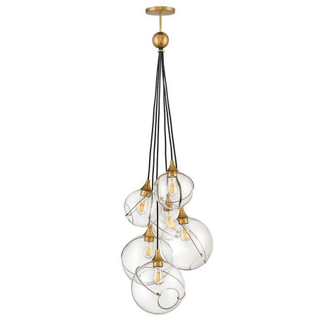 Quintiesse Skye 6Lt  Pendant - Heritage Brass - Comet Lighting