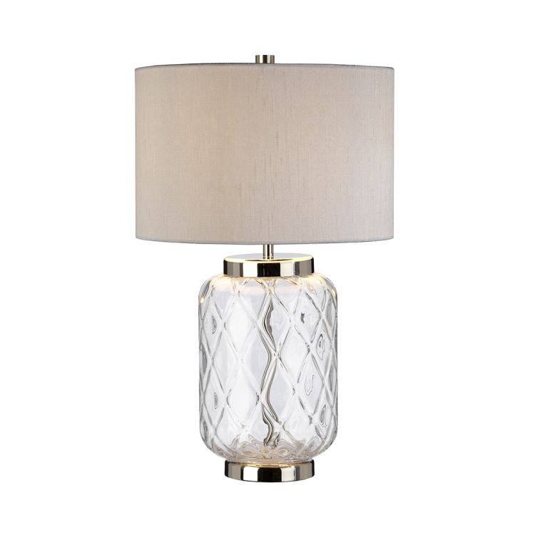 Quintiesse Sola 1Lt  Table Lamp - Metal Work Polished Nickel - Glassware Clear - Comet Lighting