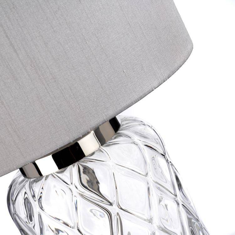 Quintiesse Sola 1Lt  Table Lamp - Metal Work Polished Nickel - Glassware Clear - Comet Lighting