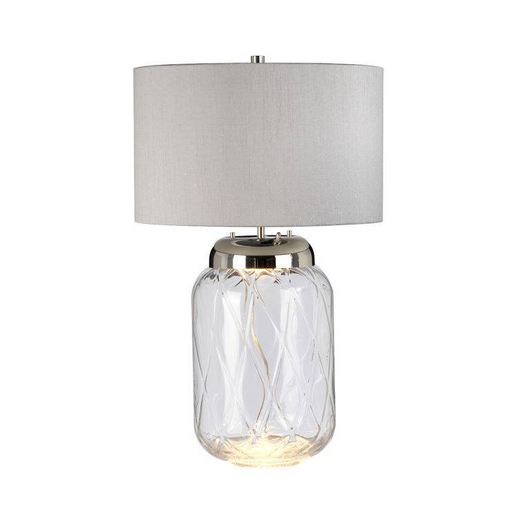 Quintiesse Sola 2Lt Table Lamp - Metal Work Polished Nickel - Glassware Clear - Comet Lighting