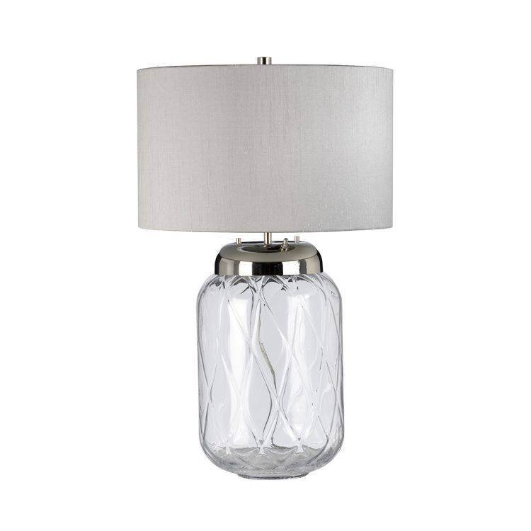 Quintiesse Sola 2Lt Table Lamp - Metal Work Polished Nickel - Glassware Clear - Comet Lighting