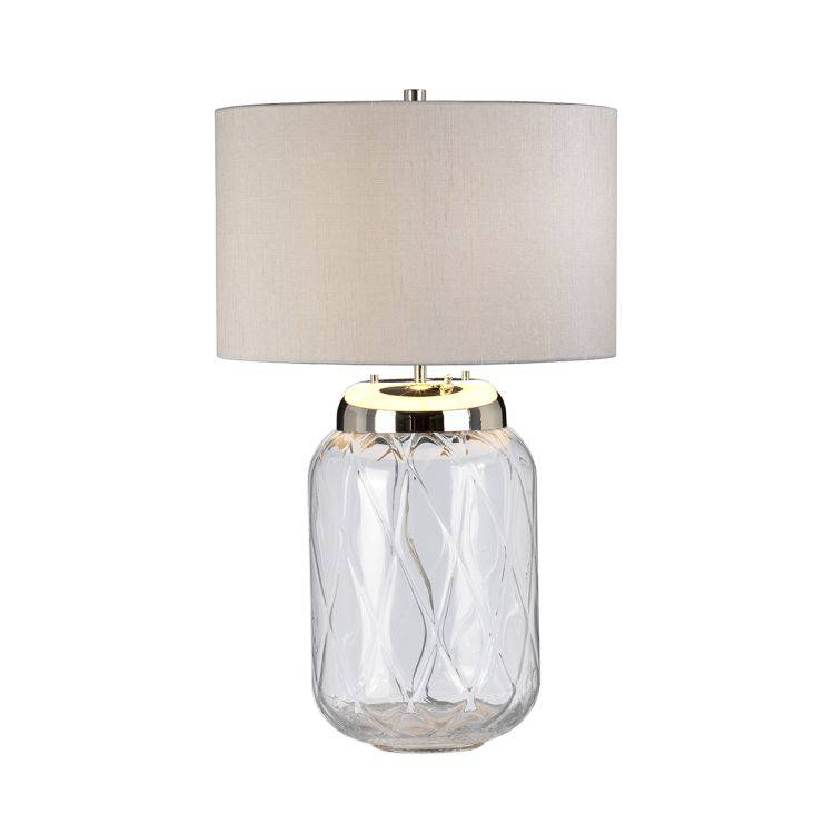 Quintiesse Sola 2Lt Table Lamp - Metal Work Polished Nickel - Glassware Clear - Comet Lighting