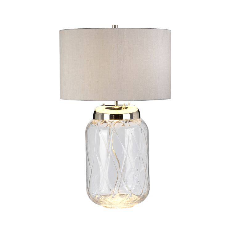 Quintiesse Sola 2Lt Table Lamp - Metal Work Polished Nickel - Glassware Clear - Comet Lighting