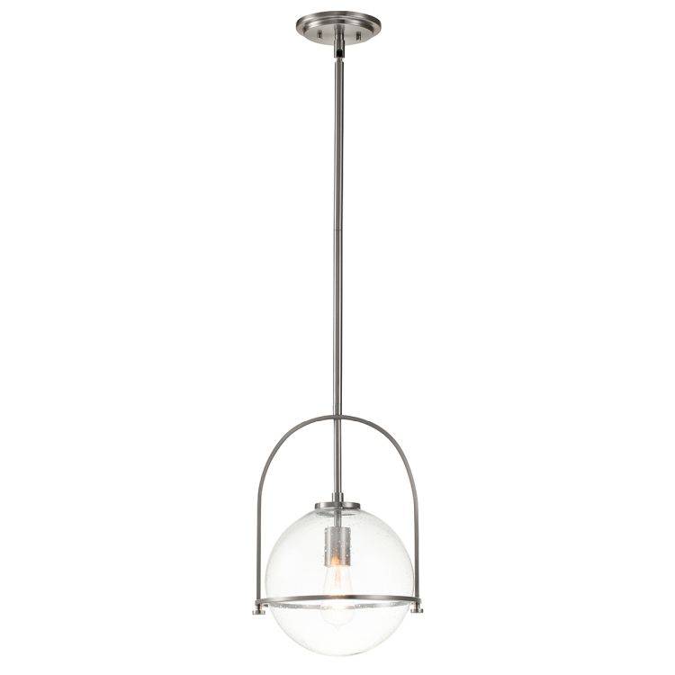 Quintiesse Somerset Clear 1Lt Medium Pendant  - Brushed Nickel - Comet Lighting