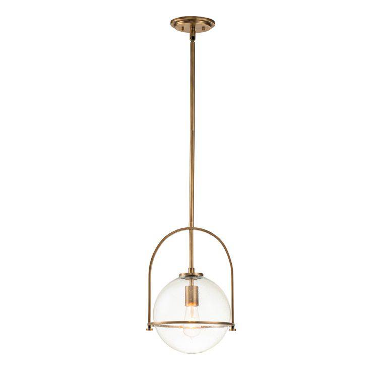 Quintiesse Somerset Clear 1Lt Medium Pendant - Heritage Brass - Comet Lighting