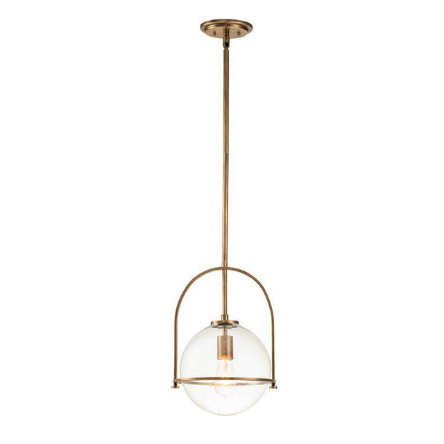 Quintiesse Somerset Clear 1Lt Medium Pendant  - Heritage Brass - Comet Lighting