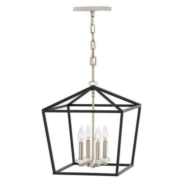 Quintiesse Stinson 4Lt Large Pendant/ Semi-Flush - Black with Polished Nickel - Comet Lighting