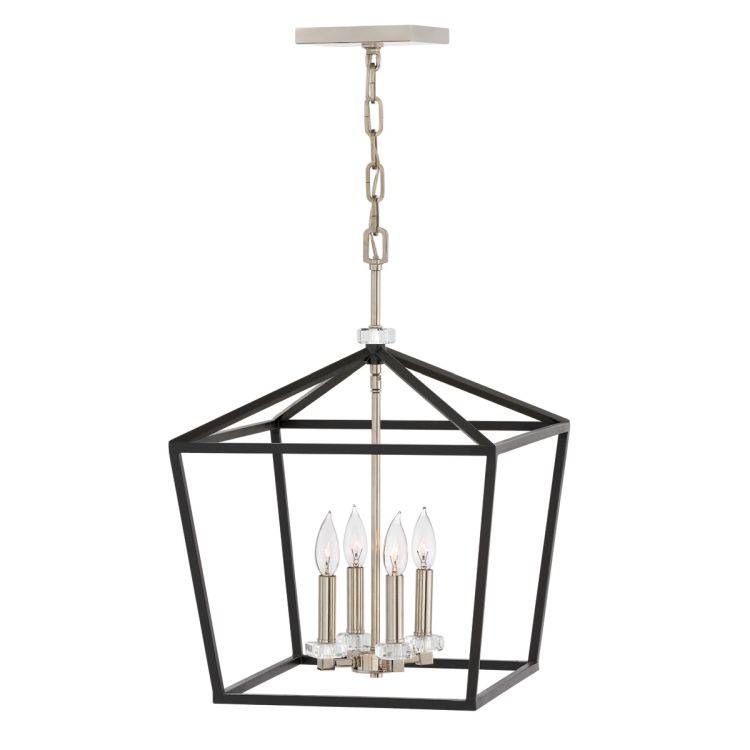 Quintiesse Stinson 4Lt Large Pendant/ Semi-Flush - Black with Polished Nickel - Comet Lighting