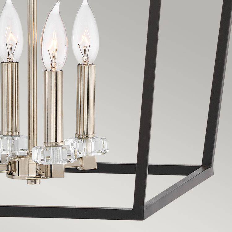 Quintiesse Stinson 4Lt Large Pendant/ Semi-Flush - Black with Polished Nickel - Comet Lighting