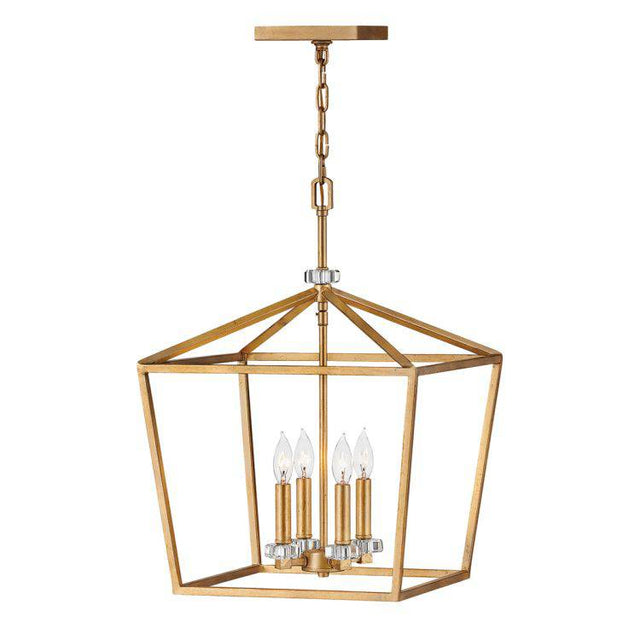 Quintiesse Stinson 4Lt Large Pendant/ Semi-Flush - Distressed Brass - Comet Lighting