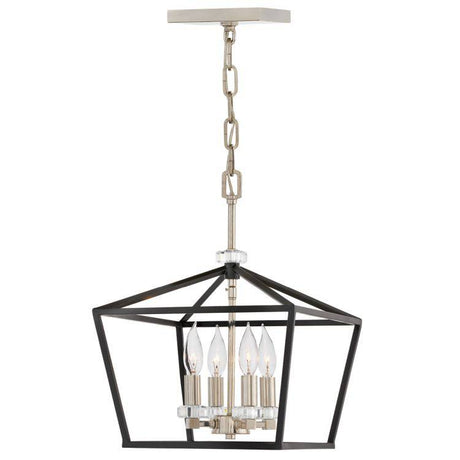 Quintiesse Stinson 4Lt Medium Pendant/ Semi-Flush - Black with Polished Nickel - Comet Lighting