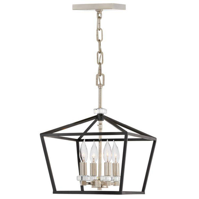 Quintiesse Stinson 4Lt Medium Pendant/ Semi-Flush - Black with Polished Nickel - Comet Lighting