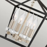 Quintiesse Stinson 4Lt Medium Pendant/ Semi-Flush - Black with Polished Nickel - Comet Lighting