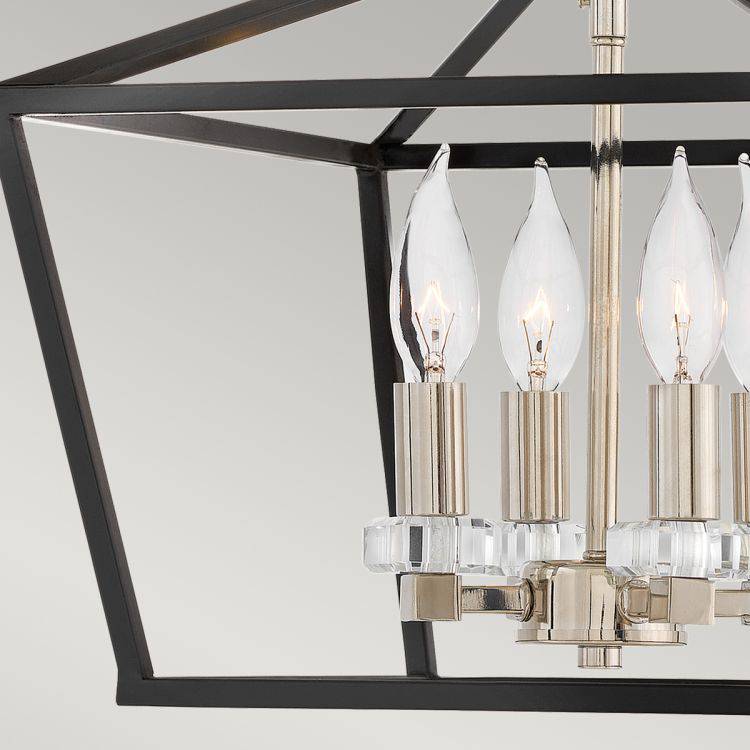 Quintiesse Stinson 4Lt Medium Pendant/ Semi-Flush - Black with Polished Nickel - Comet Lighting