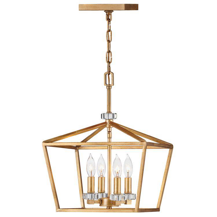 Quintiesse Stinson 4Lt Medium Pendant/ Semi-Flush - Distressed Brass - Comet Lighting