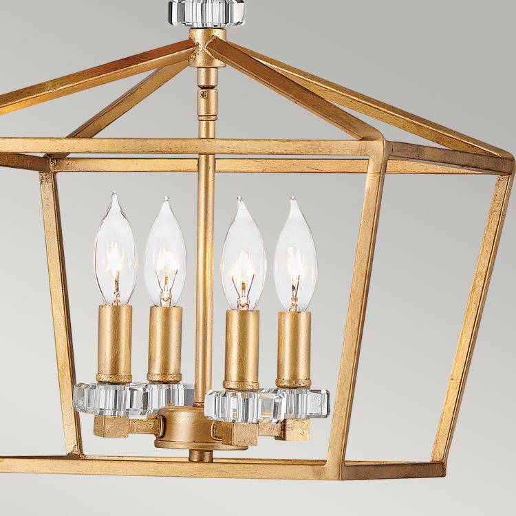 Quintiesse Stinson 4Lt Medium Pendant/ Semi-Flush - Distressed Brass - Comet Lighting