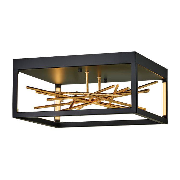 Quintiesse Styx LED Flush Mount - Black & Gilded Gold - Comet Lighting