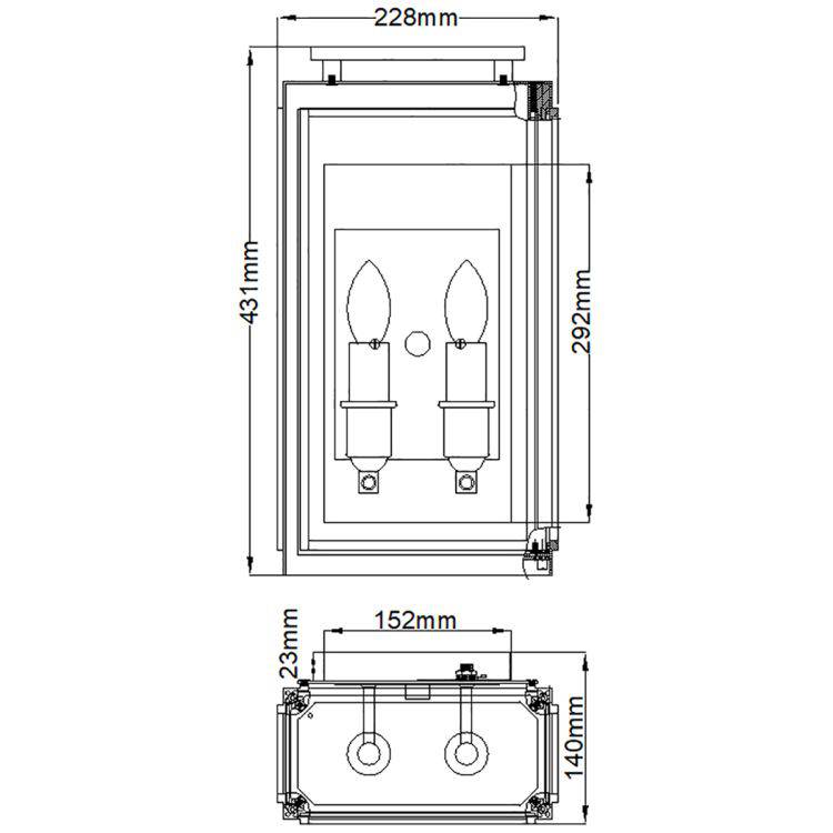 Quintiesse Sutcliffe 2Lt Outdoor Wall Lantern - Aged Zinc - Comet Lighting