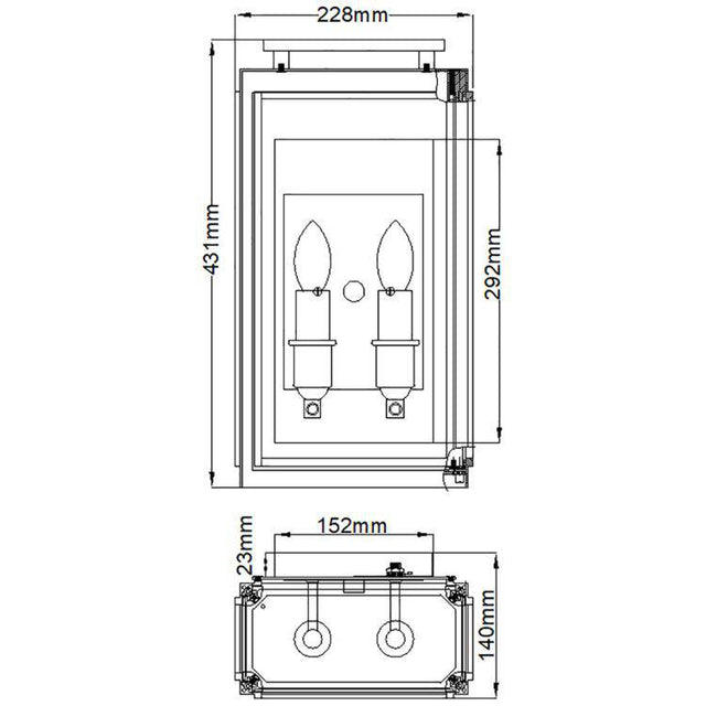 Quintiesse Sutcliffe 2Lt  Outdoor Wall Lantern - Aged Zinc - Comet Lighting