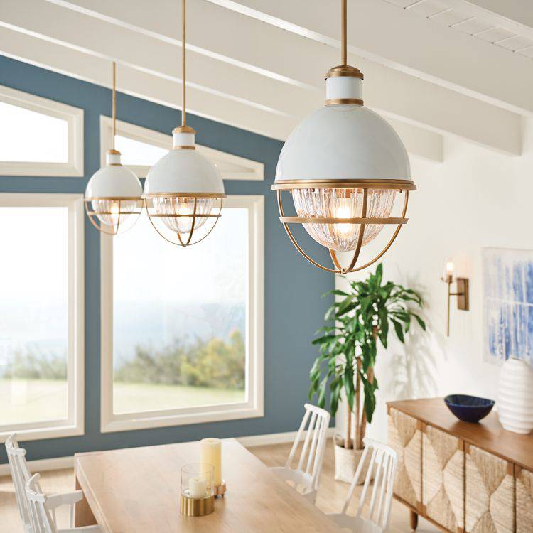 Quintiesse Tollis 1Lt Pendant  - Natural Brass & White - Comet Lighting