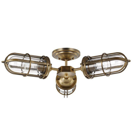 Quintiesse Urban Restoration 3Lt Semi Flush - Dark Antique Brass - Comet Lighting