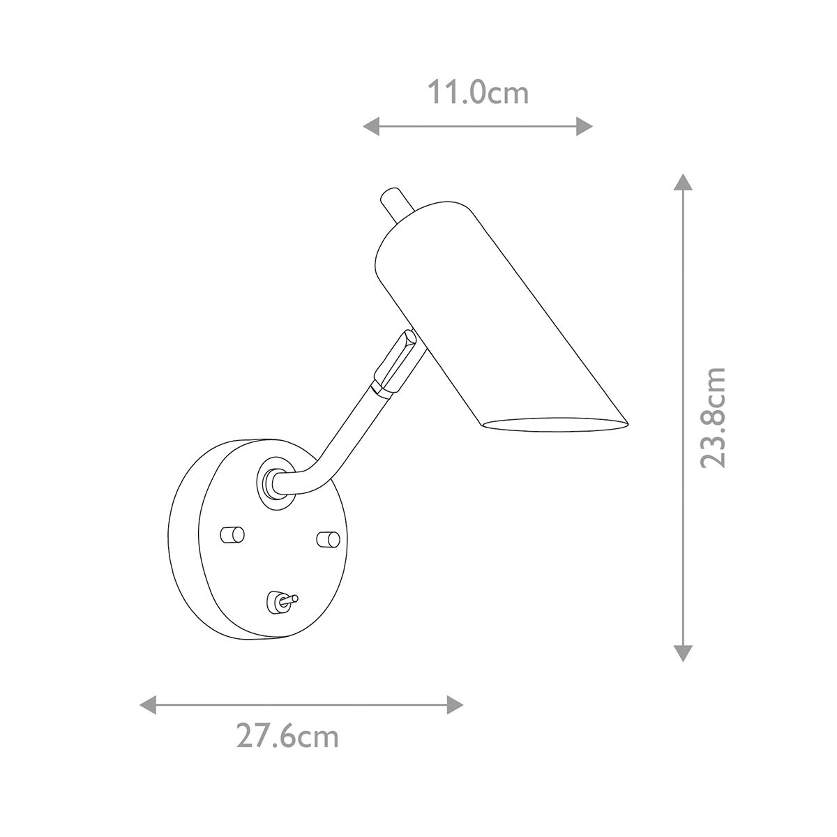 Quinto 1 Light Wall Light - Dark Grey Polished Nickel - Comet Lighting