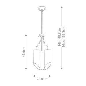 Quinto 3 Light Chandelier - Dark Grey Polished Nickel - Comet Lighting