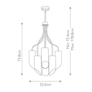 Quinto 6-Light Chandelier - White Aged Brass - Comet Lighting