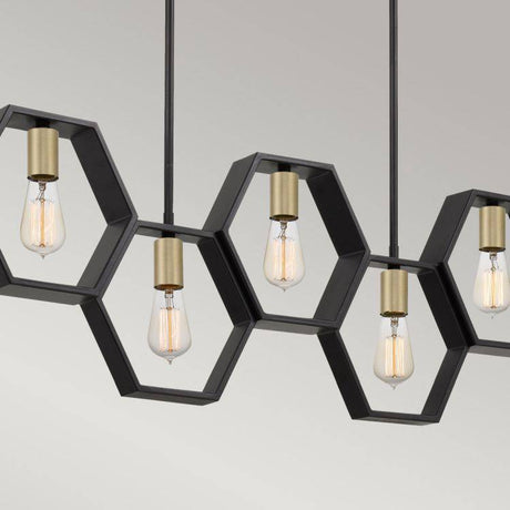 Bismarck 5 Light Linear Pendant Earth Black - Comet Lighting