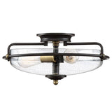 Griffin 3 Light Flush Mount Palladian Bronze with Weathered Brass Accents - Comet Lighting