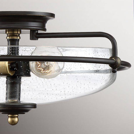 Griffin 3 Light Flush Mount Palladian Bronze with Weathered Brass Accents - Comet Lighting