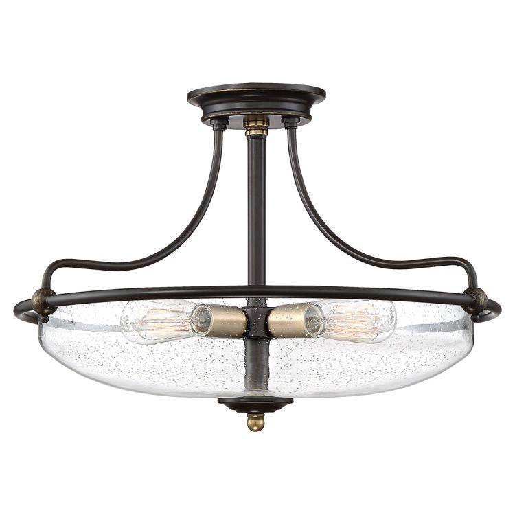 Griffin 3 Light Medium Semi-flush Mount Palladian Bronze with Weathered Brass Accents - Comet Lighting