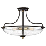 Griffin 3 Light Medium Semi-flush Mount Palladian Bronze with Weathered Brass Accents - Comet Lighting