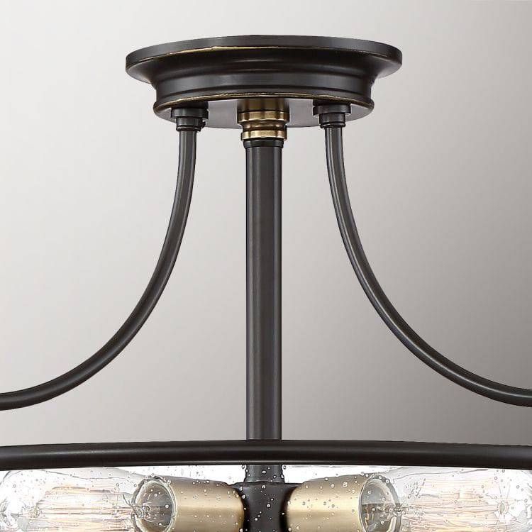 Griffin 3 Light Medium Semi-flush Mount Palladian Bronze with Weathered Brass Accents - Comet Lighting