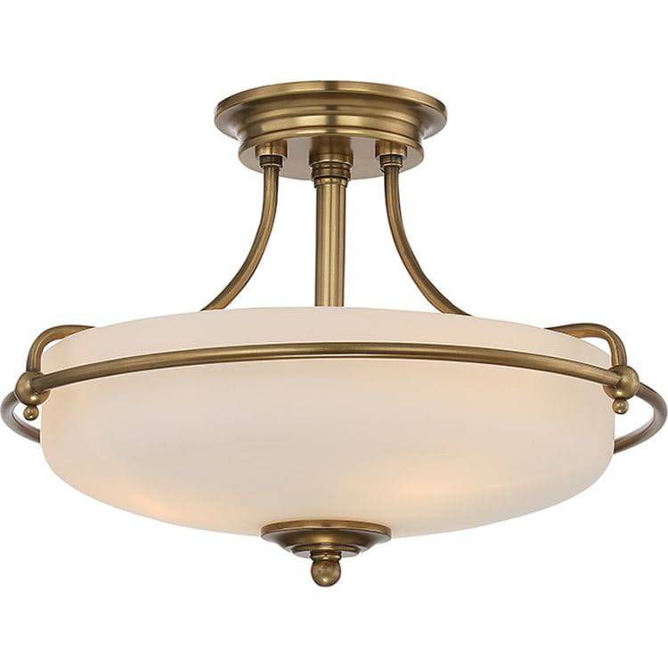 Griffin 3-Light Semi-Flush Ceiling Light Weathered Brass - Comet Lighting