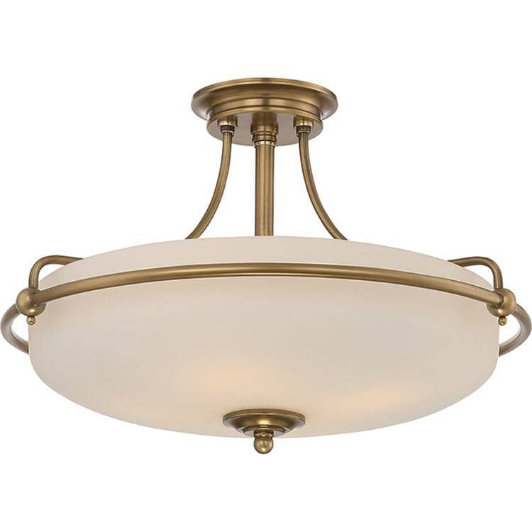 Griffin 4-Light Semi-Flush Ceiling Light Weathered Brass - Comet Lighting