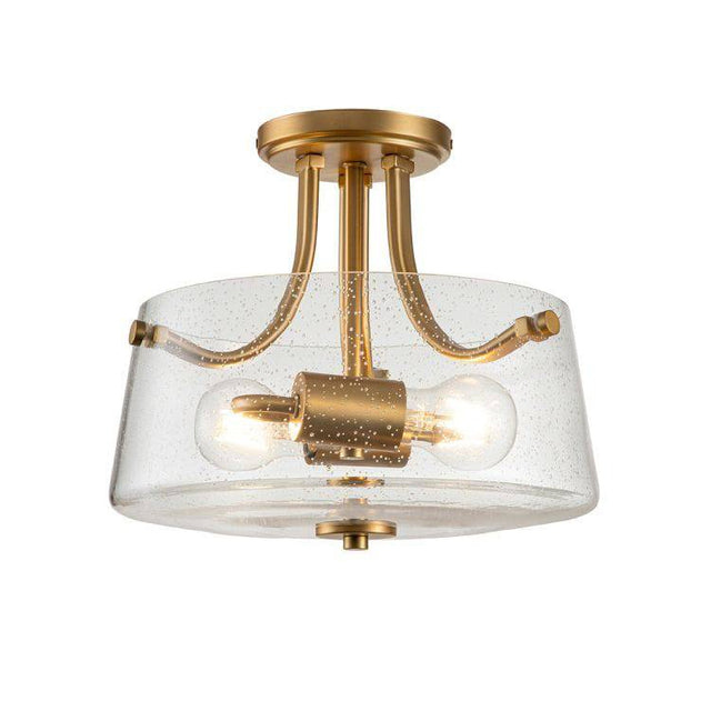 Hollister 2 Light Semi-flush Mount Brushed Brass - Comet Lighting