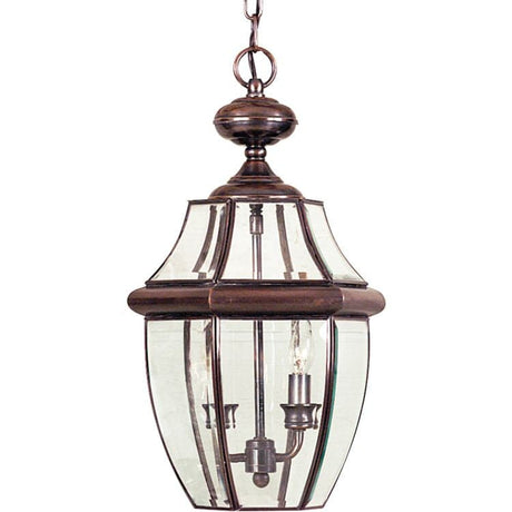 Newbury 2-Light Large Outdoor Chain Lantern - Aged Brass - Comet Lighting