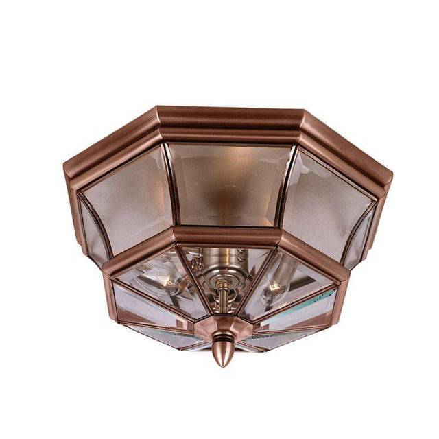 Newbury 3-Light Outdoor Flush Ceiling Light - Aged Brass - Comet Lighting