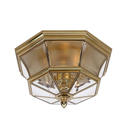 Newbury Flush Ceiling Light Brass - Comet Lighting