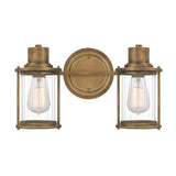 Riggs 2 Light Wall Light Weathered Brass - Comet Lighting