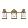 Riggs 3 Light Wall Light Weathered Brass - Comet Lighting